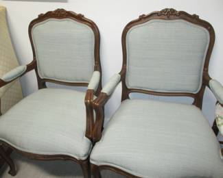 Pair of Louis XV style walnut fauteiul