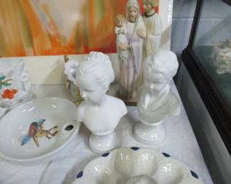 Pair bisque and porcelain busts