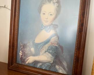 Vintage Signed Painting, Lady And Her  Cat