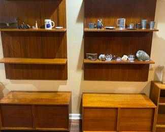 Teak Mid Century Hanging Wall Unit Shelves
