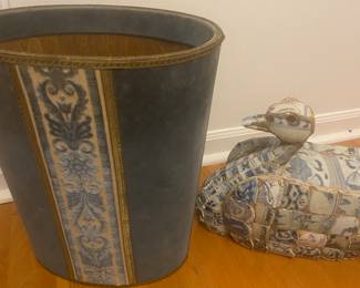 Vintage Waste Basket Made In Germany, Chinese Mosaic Duck Figure