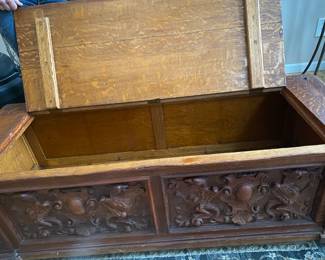 18th Century Italian Coiffure, Black Walnut, Tuscan Renaissance, Neo Renaissance, Antique Carved Chest, Mule Chest