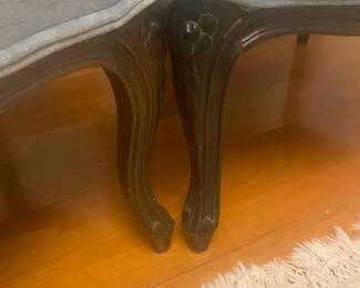 Pair Vintage French Louis XV Provincial Carved Bergere Lounge Armchairs, Wood Frames, Light Blue Velvet Upholstery, Cabriole Legs, Original Label, Century Chair Co. Hickory NC, Mid Century 