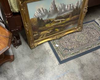 Austrian alps original mid century painting 