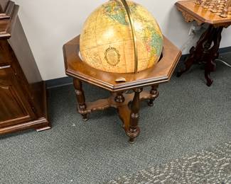 Mid century world globe light on extra nice wood base