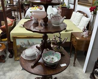 vinage and antique mahogany’s t tea tables, 