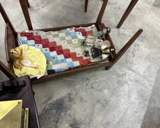 Handmade walnut doll bed