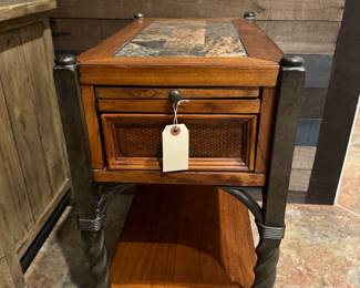 Really cute and heavy side table stone top