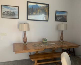 Fantastic, kitchen table, dining table, game table craft table, puzzle, table, sewing table just an amazing table comes with long bench and two side benches also, two leaves
