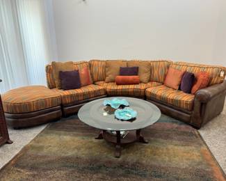 Fantastic La-Z-Boy Sectional leather, Bottom, upholstered top! Gently used in fantastic condition