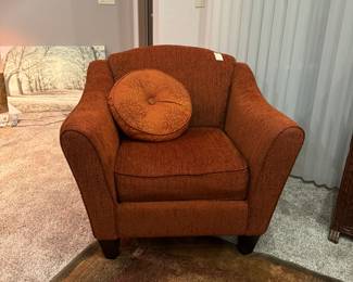 Matching pair of La-Z-Boy comfortable chairs, great tangerine color
