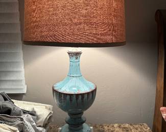 This is an awesome pair of lamps! Not only does it have handpainted, ceramic appliqué but a Acrylic base