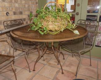 Metal patio table and chairs