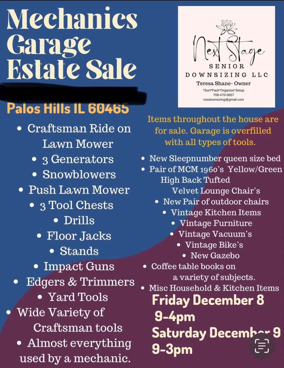 1/2 off last day Sat. Mechanics Garage Palos... starts on 12/8/2023