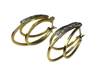 14kt Yellow Gold Triple Hoop Diamond Earrings