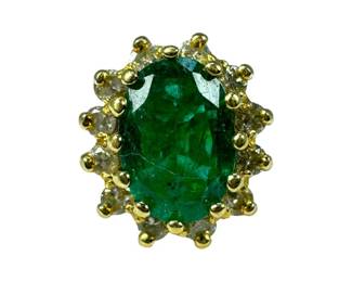 18kt Yellow Gold Emerald and Diamond Ring