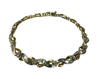 14kt Two Tone Diamond Tennis Bracelet