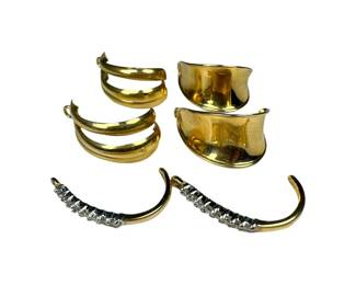 3 Pairs of 14kt Yellow Gold Earring Jacket Enhancers