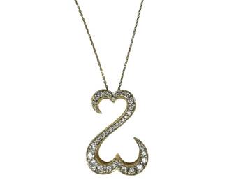 14kt Yellow Gold Double Heart Diamond Necklace