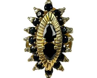 14kt Yellow Gold Sapphire and Diamond Ring