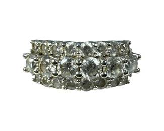 14kt White Gold 3 Row Diamond Ring