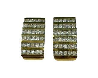 10kt Yellow Gold Wide Diamond Huggie Earrings