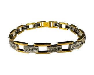 14kt Yellow Gold and Sterling Silver Diamond Bracelet