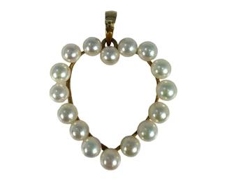 14kt Yellow Gold Pearl Heart Pendant