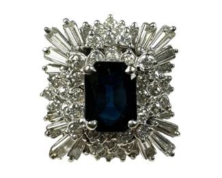 14kt White Gold Sapphire and Diamond Ring