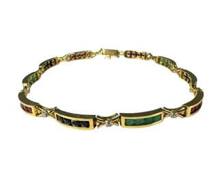 14kt Yellow Gold Ruby Emerald and Sapphire Bracelet