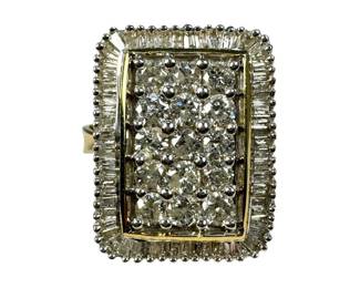 14kt Yellow Gold Large Diamond Cluster Ring