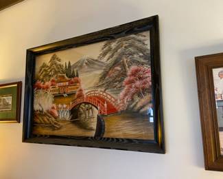Not sure how to describe this "one of a kind" silk stitched oriental picture