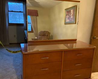 MCM bedroom dresser with mirror 