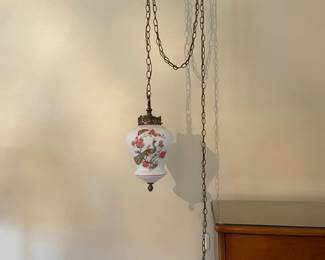 Check out this vintage floral swag lamp