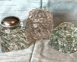 Three vintage ink wells