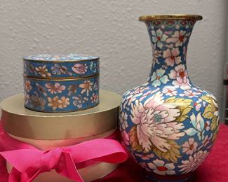 Chinese Cloisonne Vase Trinket Jar