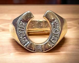 Diamond 14k Lucky 7 Horseshoe Ring