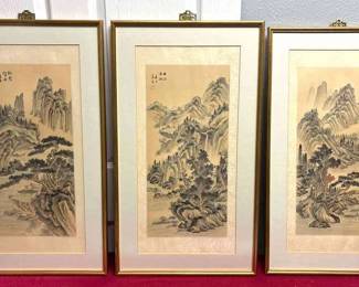 Trio Of Chinese Landscape Paintings