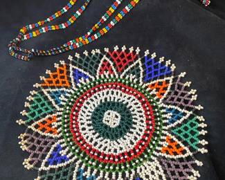 African Multi Color Beaded Doily Necklace