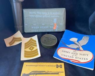 Unopened Vietnam Ration, Poncho Other Military Items