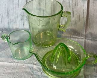 Green Depression Glass Kitchenware 