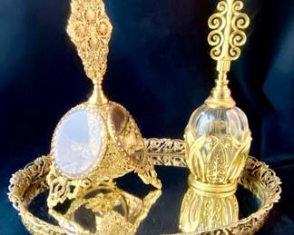 Vintage Matso N Filagree Perfume Bottles Vanity Dresser Tray