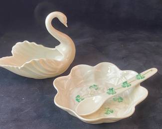 Belleek 2000 Shamrock Dishspoon  Lenox Swan