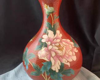 Cloisonne Peonies Vase
