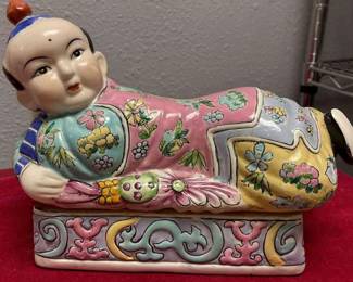 Ceramic Lidded Box or Opium Pillow