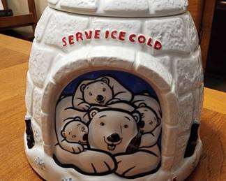 2005 Coca Cola Cookie Jar Polar Bear Family in Igloo Houston Harvest. Nice!