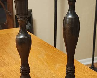 2 Vintage SOLID BRASS CANDLE HOLDER Candlesticks Red Jeweled