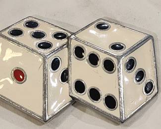 White Dice Board Games Tabletop RPG D&D Yahtzee Belt Buckle