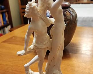 Italian Apollo and Daphne Sculpture on Marble Base by A. Santini