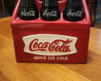 Coca Cola Ceramic Cookie Jar Container Six 6 Pack Bottles Houston Harvest